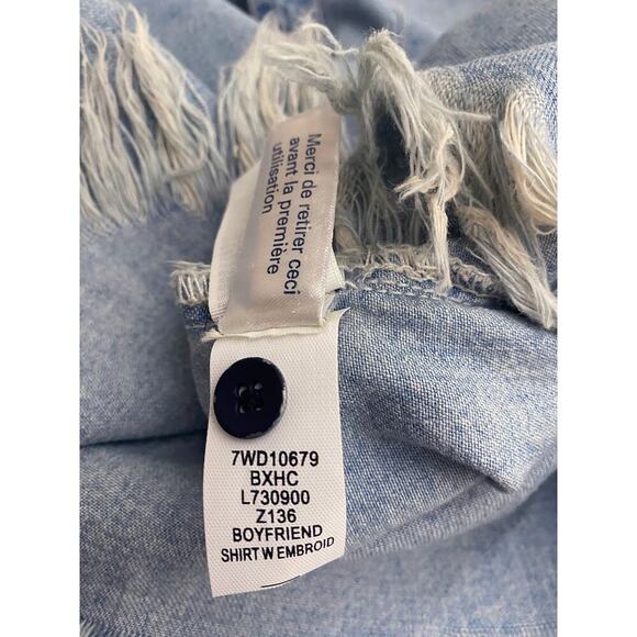 Lucky Brand Women's Lightweight Denim Button Up Shirt Embroidered LadyBug Cotton - Picture 7 of 7